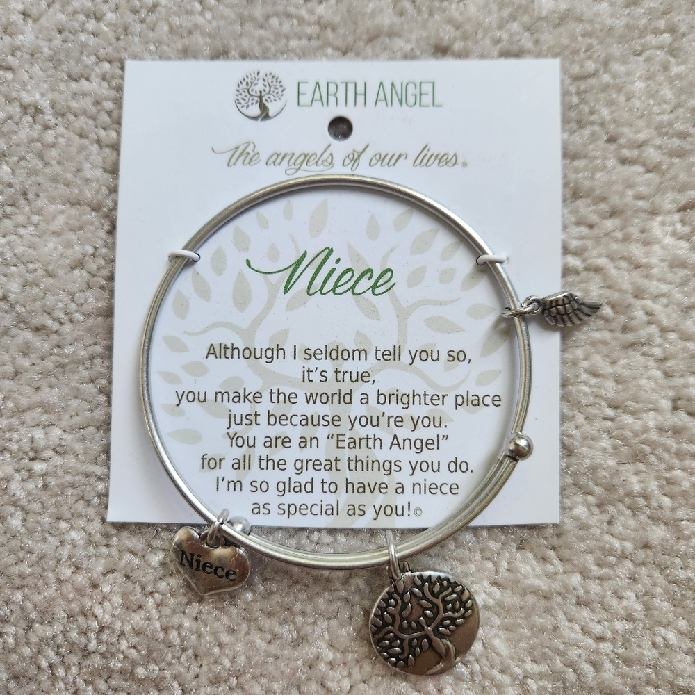 Silver Charm Bracelet with Heart and Tree Pendants; For Niece, Never Worn